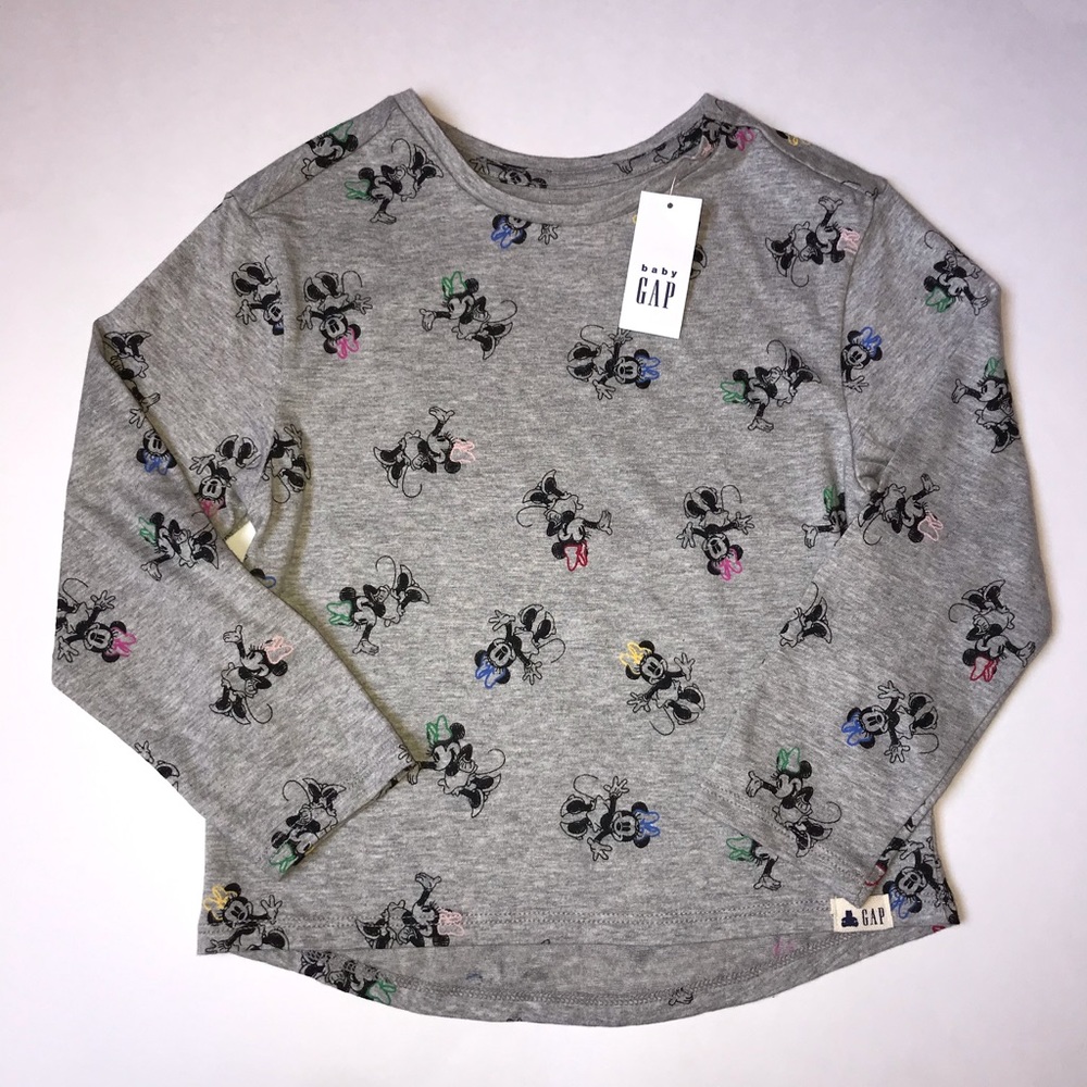 NWT Organic Cotton Gap Disney Minnie Mouse Long Sleeve Shirt Sz 18-24 Months